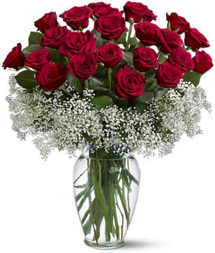21 Red roses vase arrangement