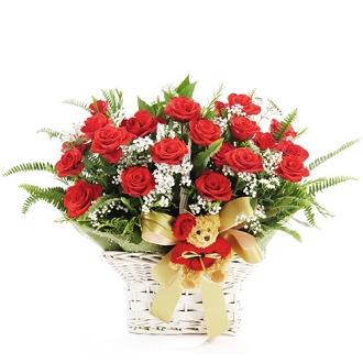 24 Red Roses Basket