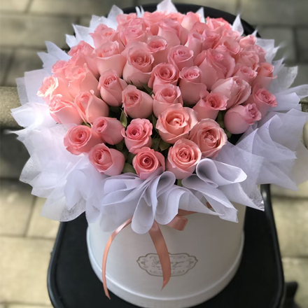 48 pink roses box